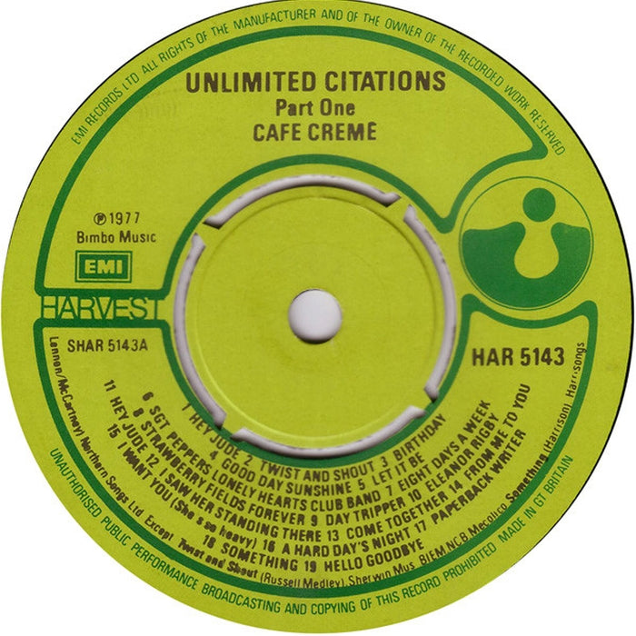 Café Crème – Unlimited Citations (VG+/Generic) - VINYL LP